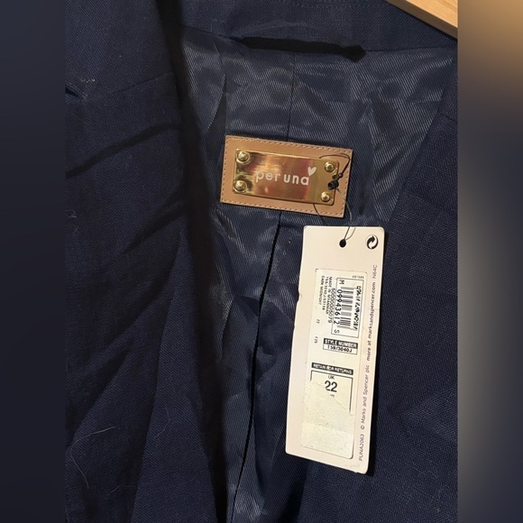 NWT- Per Una- Linen Button up Jacket in Midnight Blue - Picture 3 of 7